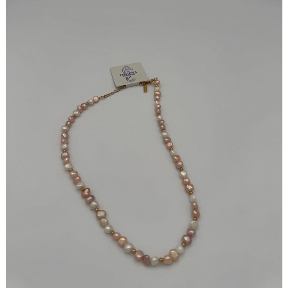 Oshena Coralie Freshwater Pearl Necklace Women Pink White Baroque Bead MSRP $170 - Picture 4 of 4